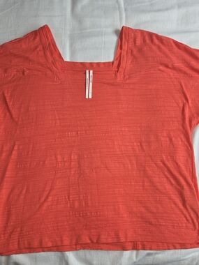 Anthropologie Coral Square-Neck Short Sleeve Tee